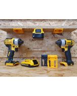 Set à 6 accuhouders geel 18/54V, fabr. StealthMounts - type DeWalt