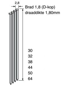 Doos à 4.000 gegalvaniseerde DA-brads - draaddikte 1.8mm, fabr. DutackPro