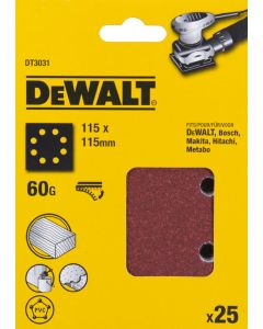 Doos à 25 schuurvellen 115 x 115 K180, fabr. DeWalt - type DT3034-QZ