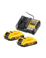 Set à 2 accu's 18V 2.0Ah + lader, fabr. DeWalt - type DCB1104D2-QW