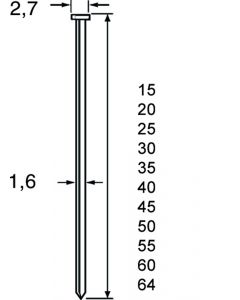 Doos à 2.500 RVS brads - draaddikte 1.6mm, fabr. DutackPro