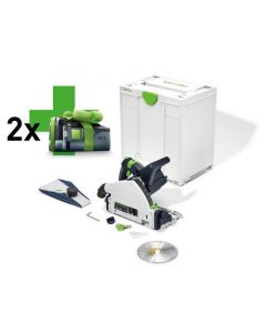 Invalcirkelzaag 2x18V, fabr. Festool - type TSC55 KEB -Basic + twee gratis accu's!